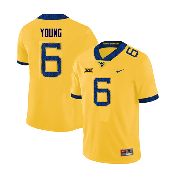 Men #6 Scottie Young West Virginia Mountaineers College Football Jerseys Sale-Yellow